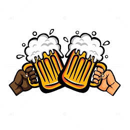 碰撞干杯的啤酒杯