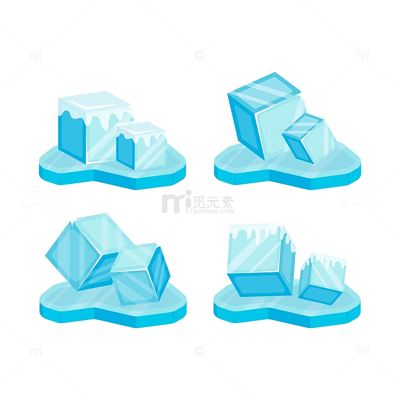 蓝色冰块装饰元素