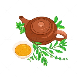 茶壶茶杯茶叶手绘卡通茶具