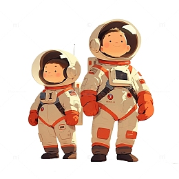 两名航天员向远处眺望