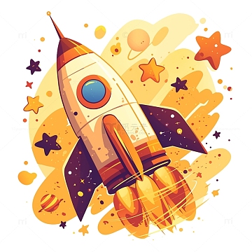 卡通发射的火箭