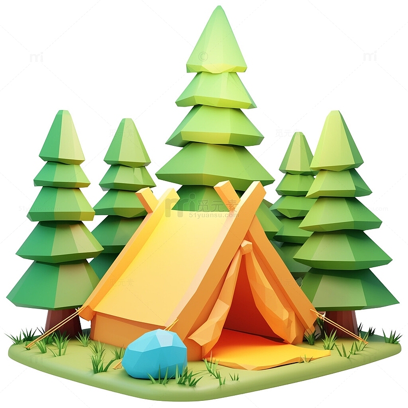 卡通风格野外露营帐篷