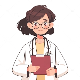 扁平风卡通女性医生诊断
