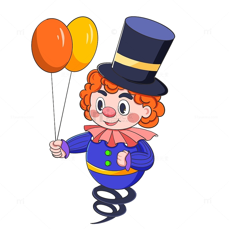 小丑气球愚人节手绘卡通