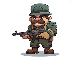 卡通外国士兵军人