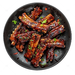 一盘炭烧烤排骨