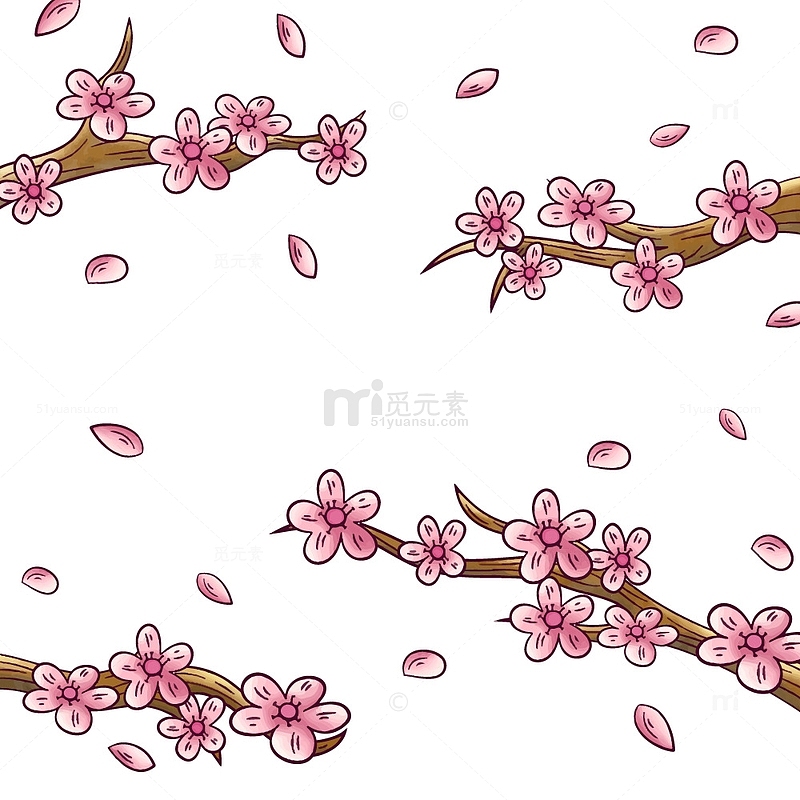 卡通樱花飞舞的花瓣