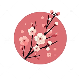一株樱花树枝