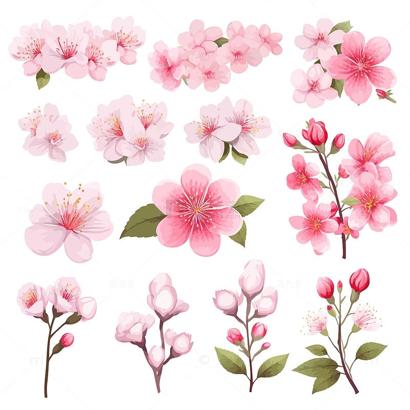 粉色桃花樱花元素
