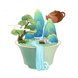 国潮山水茶文化