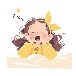 可爱的女孩子在打哈欠睡觉