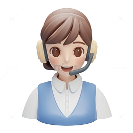 3D风格商务卡通女客服头像图标