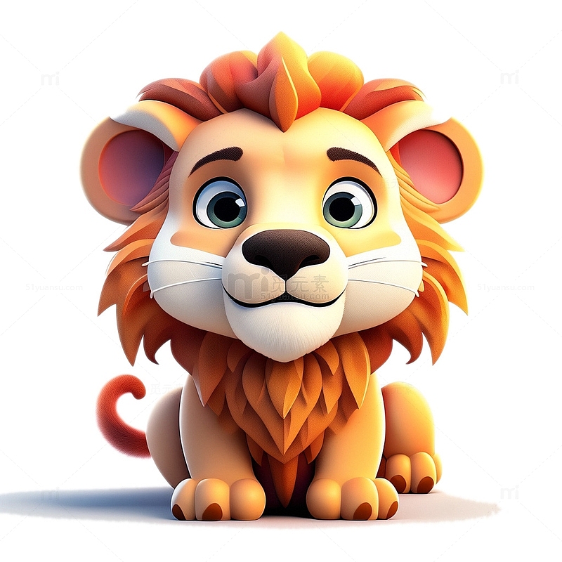 3D可爱狮子插画