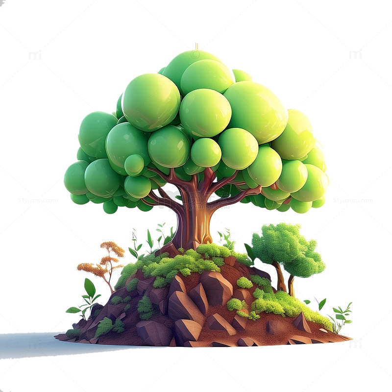 3D可爱风树木插画植树节5