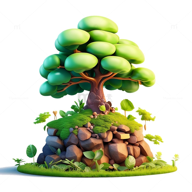 3D可爱风树木插画植树节3
