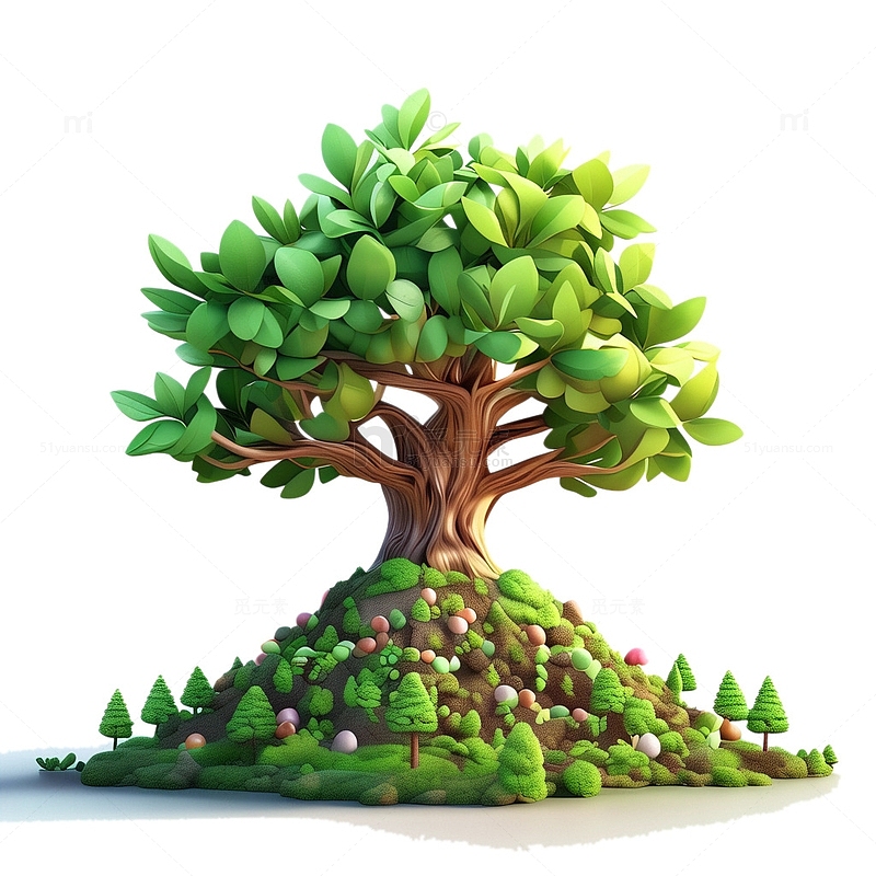 3D可爱风树木插画植树节2