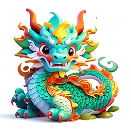 3D立体龙年龙生肖插画