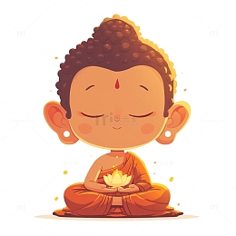 卡通打坐佛祖祈福形象