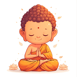 卡通双手合十佛祖祈福形象