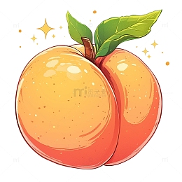 手绘黄桃卡通插画