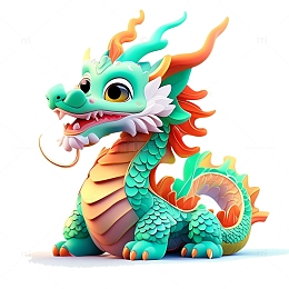 3D立体龙年龙生肖插画2