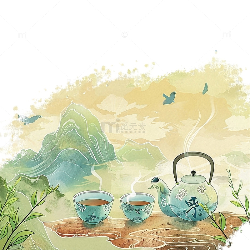 中国风春茶茶文化