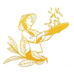 采茶女描金线描