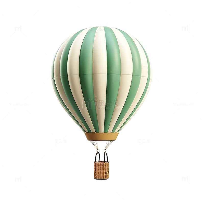 绿色清新吊篮热气球