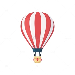 红白扁平卡通热气球