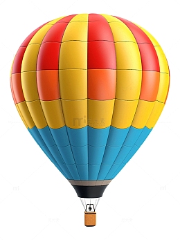黄蓝彩色3D热气球