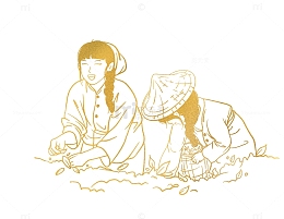 采茶线描烫金线
