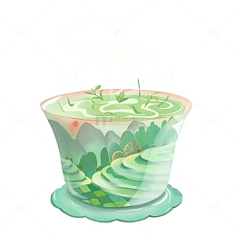 茶杯元素手绘