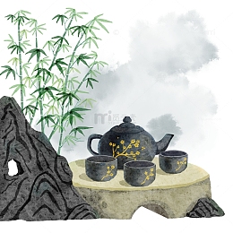 古风茶杯茶具元素