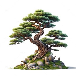 3D立体柏树中国风3