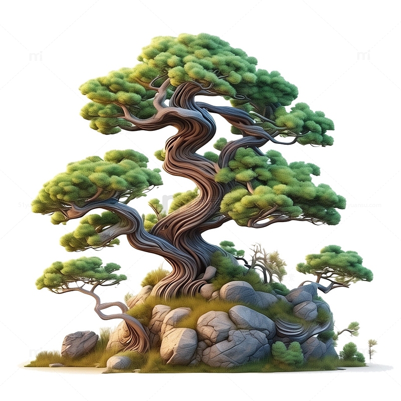 3D立体柏树中国风2