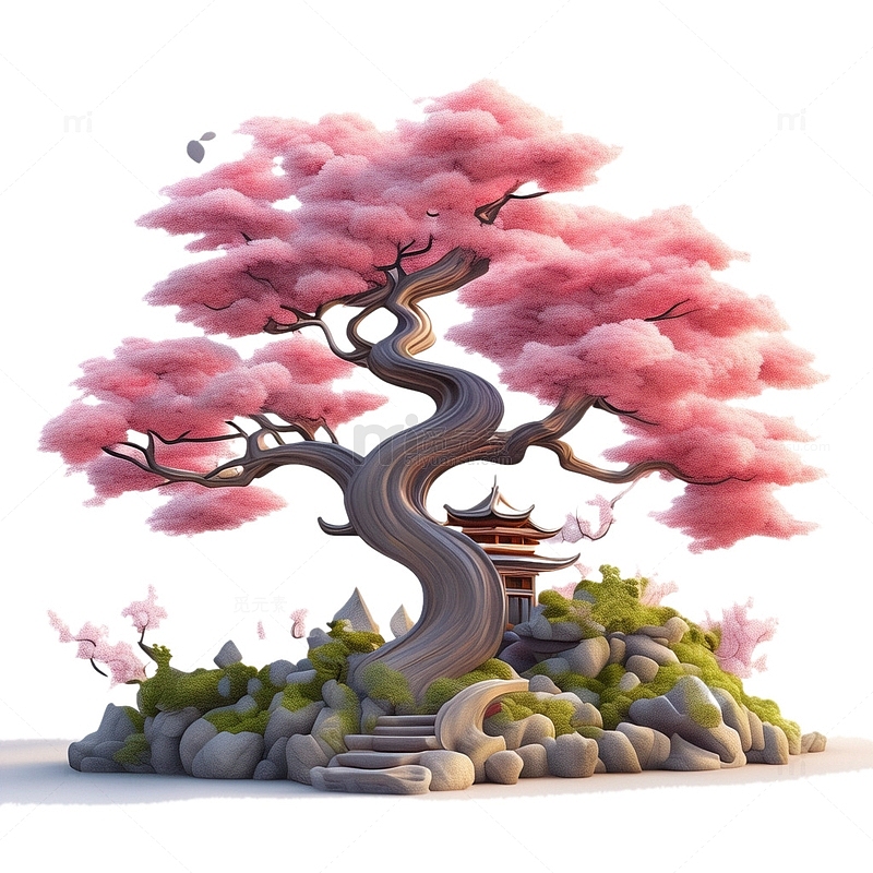 3D立体桃树中国风4