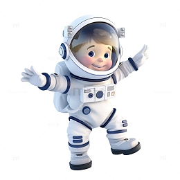 3D小小宇航员开心的小朋友