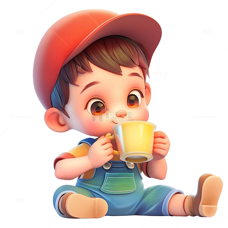 饮茶茶文化的男孩子3D
