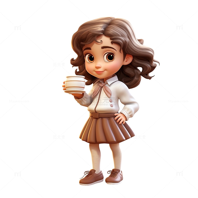 喝茶茶文化的女孩子3D