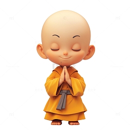 3d小和尚沙弥祈祷坐禅