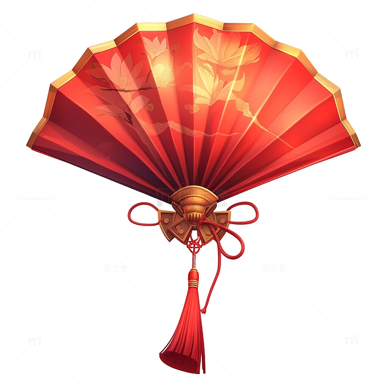中国中式红色折扇扇子