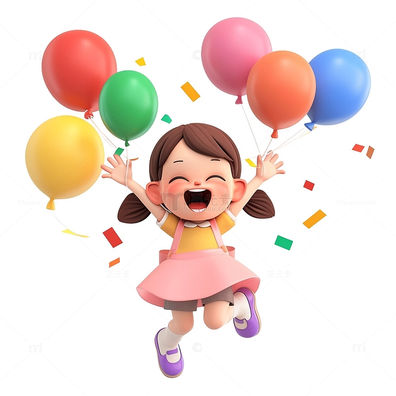 3D立体节日小孩庆祝气球