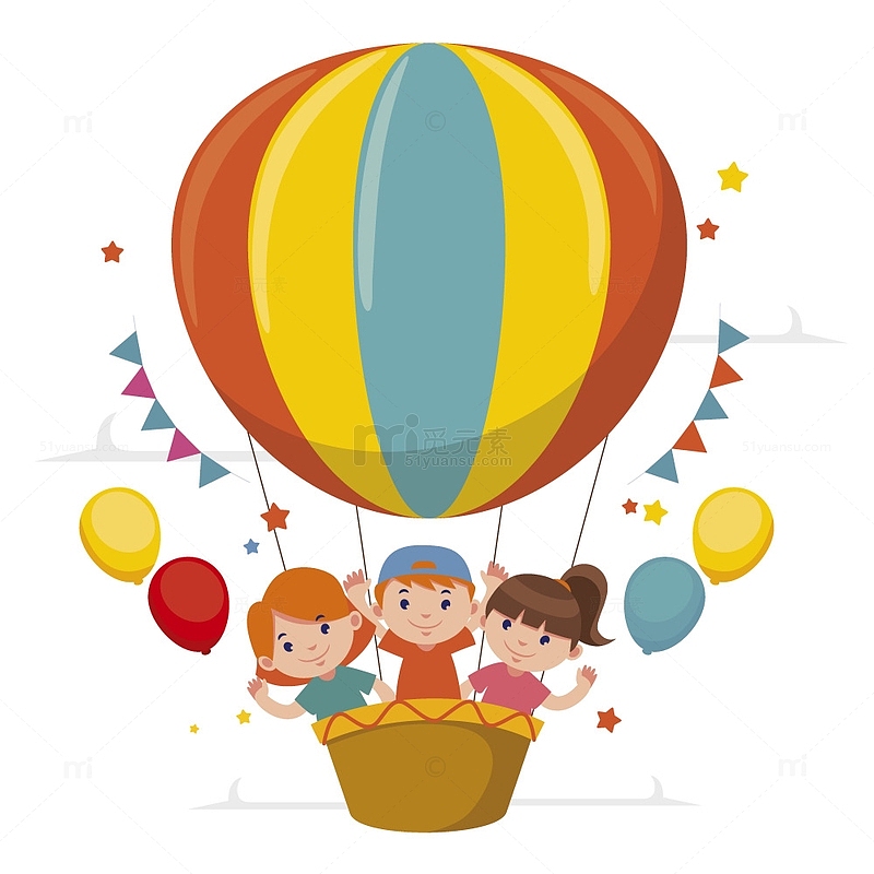 儿童节节日热气球创意插画