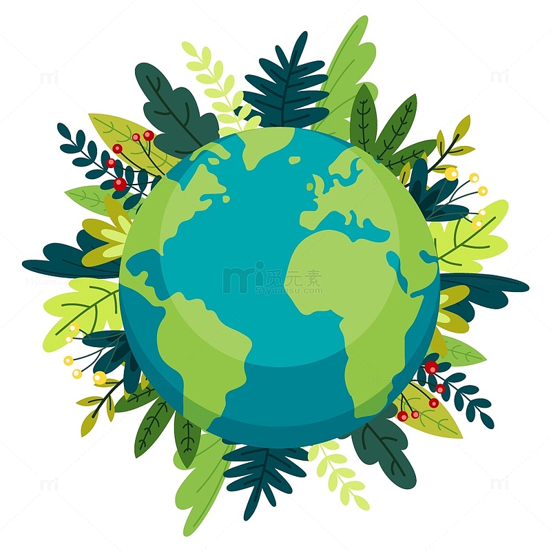 绿色地球保护环境环保手绘插画