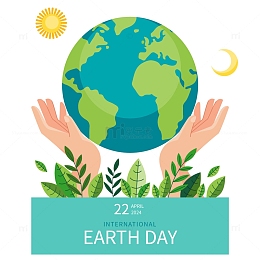手捧地球地球日插画