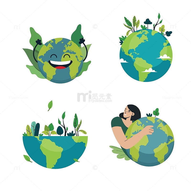 保护地球生态主题插画元素