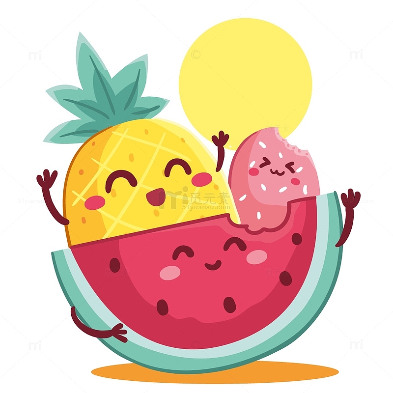 夏季水果卡通插画