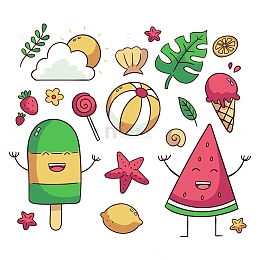 水果冰淇淋卡通夏天元素