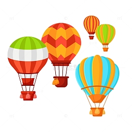 扁平彩绘热气球元素