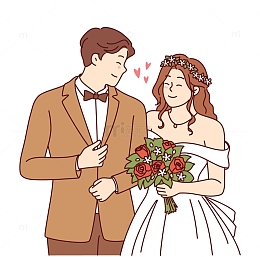 婚礼新人卡通立牌